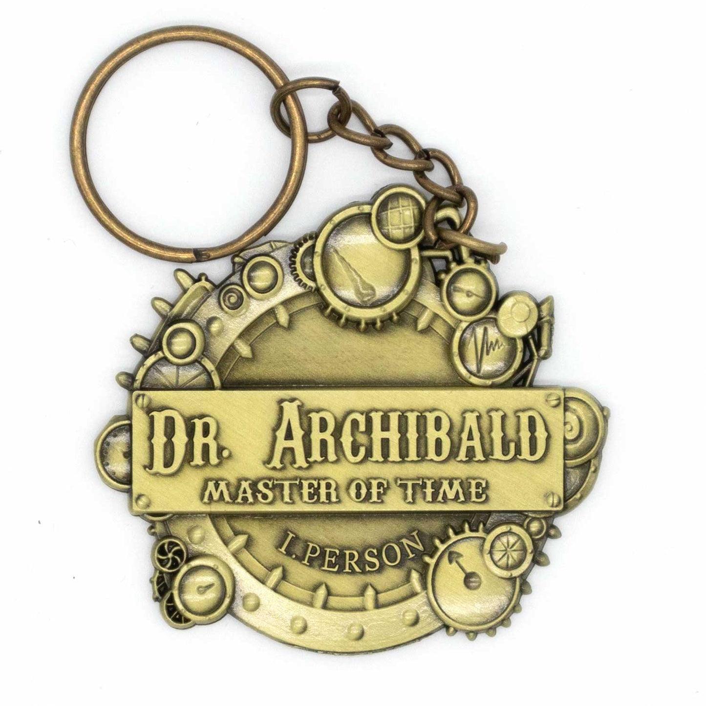 Dr. Archibald Keychain – Antique Brass Design